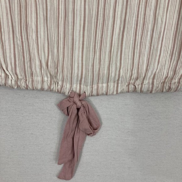 Eberjey Cream Striped Soft Stretch Knit Tie Waist Comfy Top Small Earthy - Picture 3 of 8